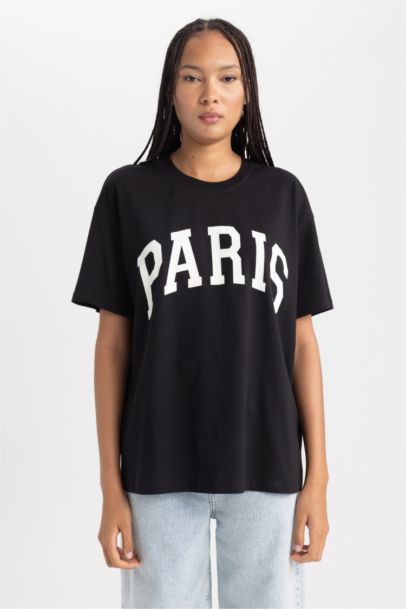 تيشيرت اوفر سايز نص ردن ياخة مستديرة