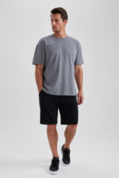 تي شيرت محبوك اوفر سايز بياخة مستديرة