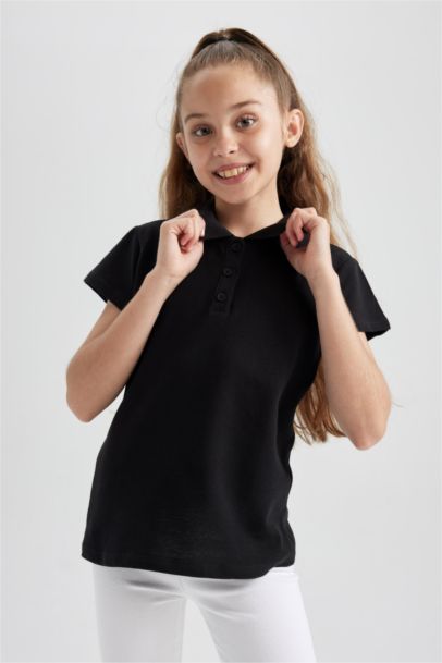 Girl Regular Fit Cotton Polo T-Shirt