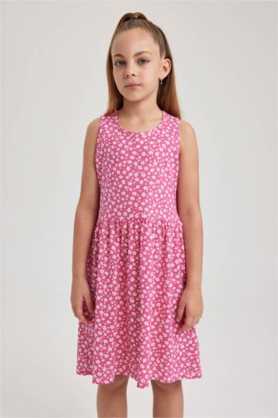 Girl Patterned Cotton Sleeveless Dress