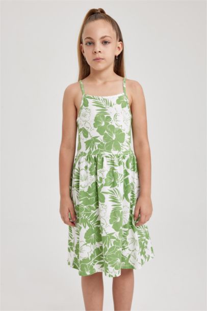 Desenli Pamuklu Elbise Kız Çocuk