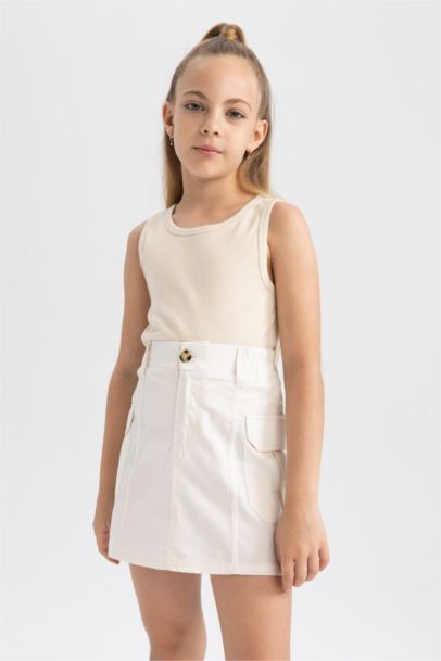 Girl Poplin Regular Fit Skirt