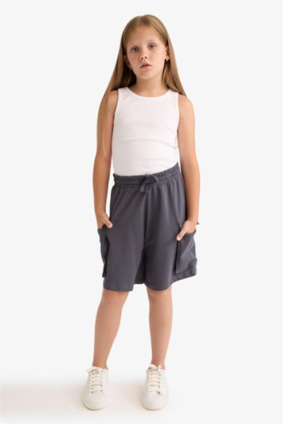 Girl Cargo Fit Sweatshirt Fabric Shorts