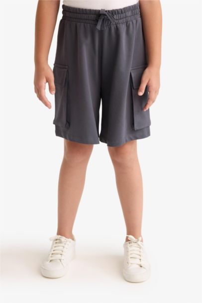 Girl Cargo Fit Sweatshirt Fabric Shorts