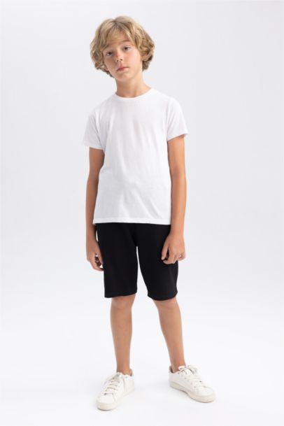 Beli Lastikli Basic Düz Bermuda Şort Erkek Çocuk
