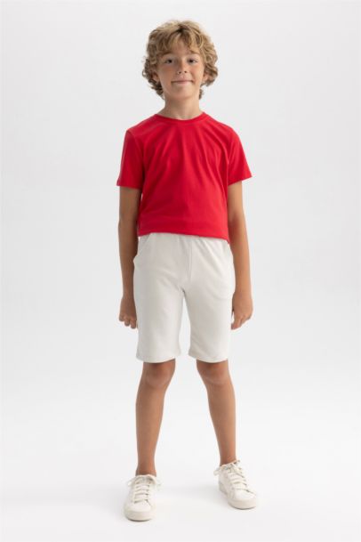 Beli Lastikli Basic Düz Bermuda Şort Erkek Çocuk
