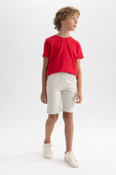 Beli Lastikli Basic Düz Bermuda Şort Erkek Çocuk