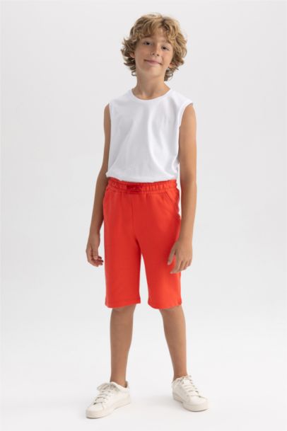 Beli Lastikli Basic Düz Bermuda Şort Erkek Çocuk
