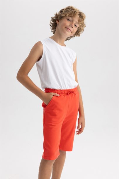 Beli Lastikli Basic Düz Bermuda Şort Erkek Çocuk