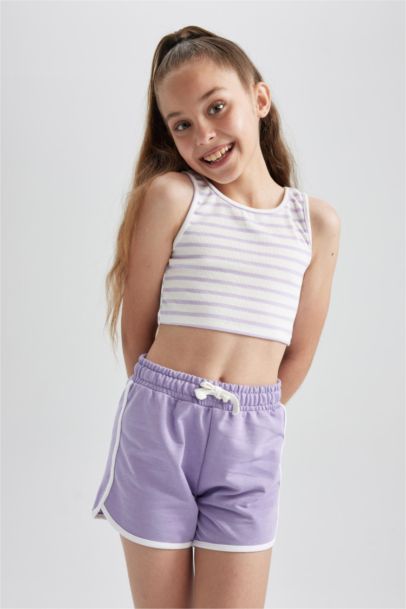 Girl Regular Fit Sweatshirt Fabric Shorts