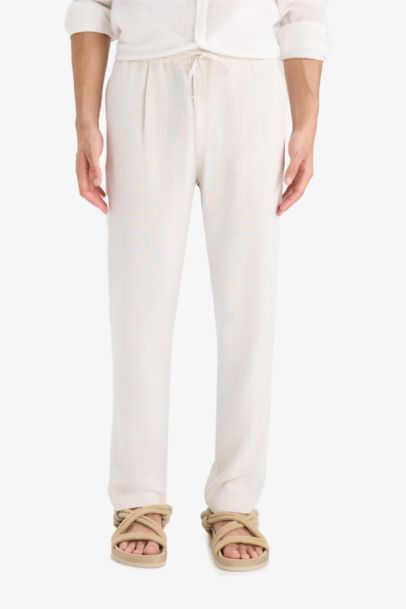 Relax Fit Wide Leg Linen Blend Trousers