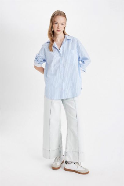 Oversize Fit Striped Poplin Shirt