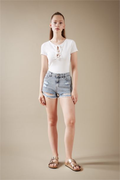 Slim Fit V-Neck Camisole Short Sleeve T-Shirt