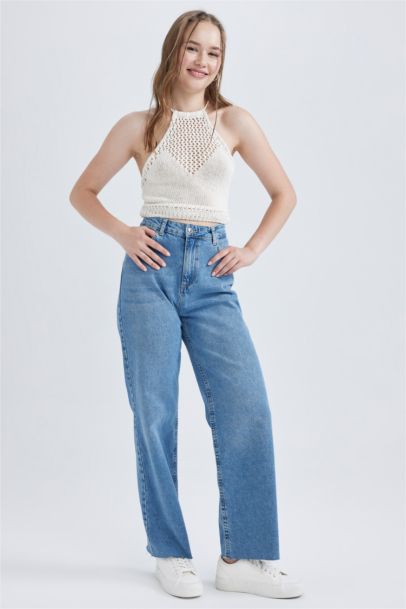 Regular Fit Knitwear Halter Collar Sleeveless Tank Top