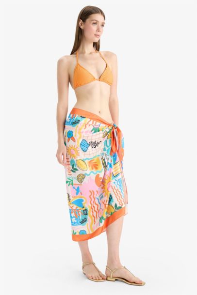 Fall in Love Regular Fit Patterned Satin Beachwear