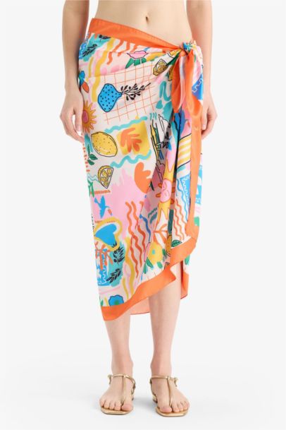 Fall in Love Regular Fit Patterned Satin Beachwear