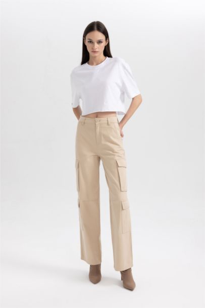 Straight Fit Cargo Gabardine Trousers