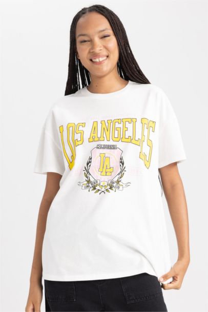 Oversize Fit Crew Neck Printed Short Sleeve T-Shirt