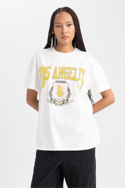 Oversize Fit Crew Neck Printed Short Sleeve T-Shirt