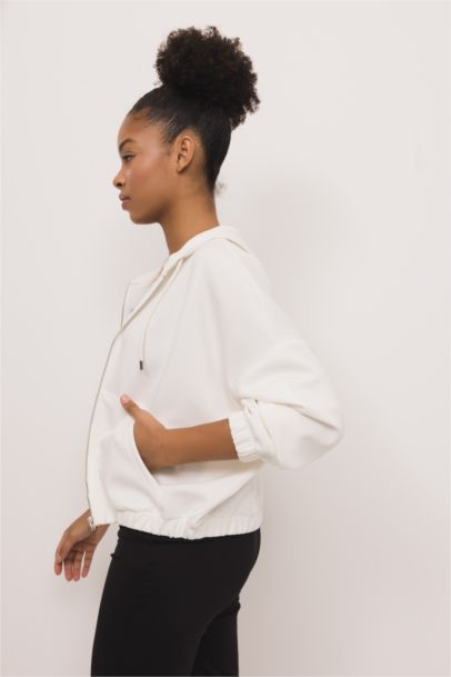 DeFactoFit Oversize Fit Hooded Premium Zippered Sweatshirt