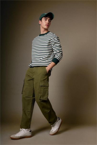 Pantolon Wide Leg Fit Geniş Kalıp Normal Bel Geniş Paça Kargo Cepli