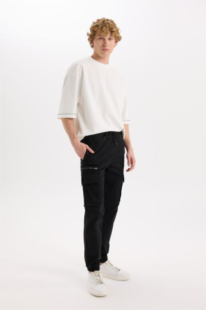 بنطلون كارجو جبردين قصة عادية بجيب