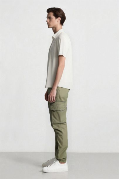 بنطلون كارجو جبردين قصة عادية بجيب