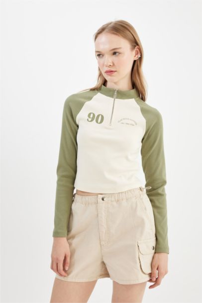 تيشيرت كم طويل مضلع سليم فيت