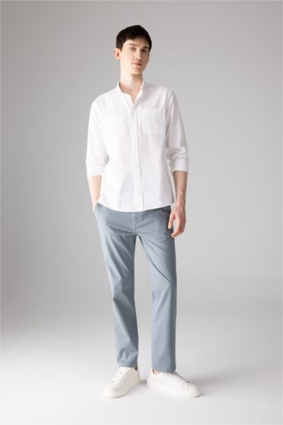 Regular Fit Regular Hem Zipper Pocket Gabardine Trousers