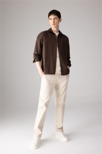 Regular Fit Regular Hem Zipper Pocket Gabardine Trousers