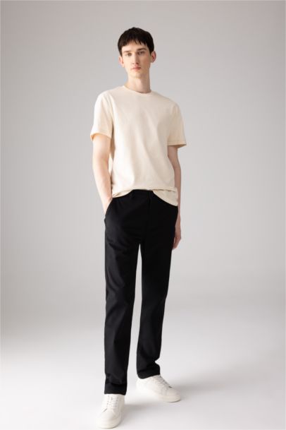 Regular Fit Regular Hem Zipper Pocket Gabardine Trousers