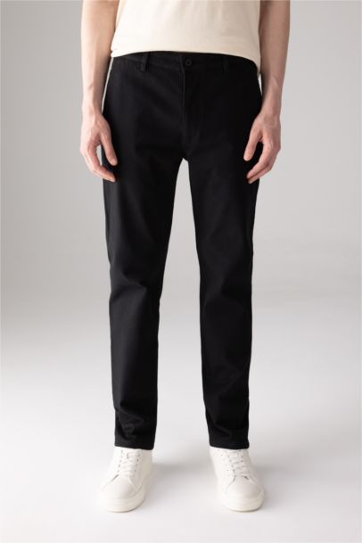 Regular Fit Regular Hem Zipper Pocket Gabardine Trousers