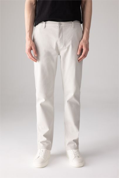 Regular Fit Regular Hem Zipper Pocket Gabardine Trousers