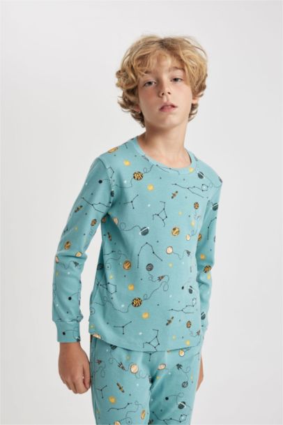 طقم بيجاما كم طويل اولادي قصة عادية - قطعتين