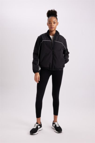 Su İtici Mont Rüzgar Geçirmez Dik Yaka Çıkarılabilir Kol Detaylı Cepli Astarlı