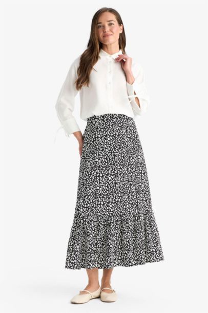 Floral Patterned Maxi Modest Skirt