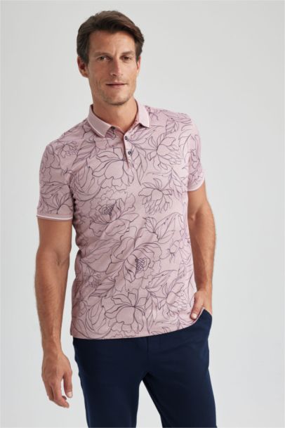 Slim Fit Floral Short Sleeve Polo T-Shirt