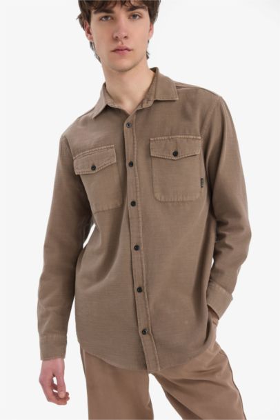 قميص ردن طويل قطن قصة عادية