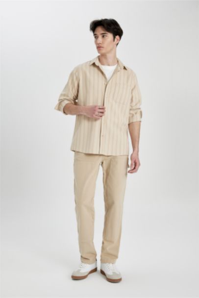 Regular Fit Striped Cotton Long Sleeve Shirt