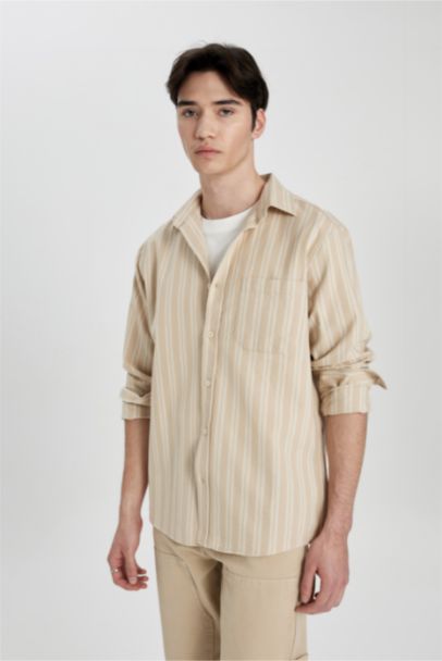 Regular Fit Striped Cotton Long Sleeve Shirt