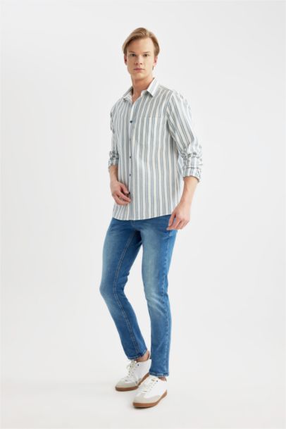 Regular Fit Cotton Striped Long Sleeve Shirt
