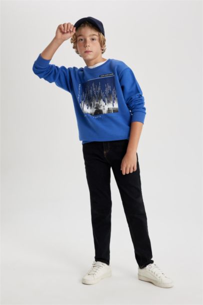 Boy Crew Neck Printed Thick Sweatshirt
