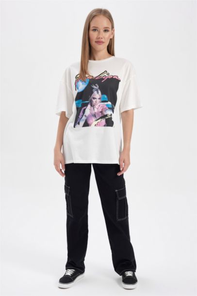 Футболка з коротким рукавом оверсайз з принтом для жінок