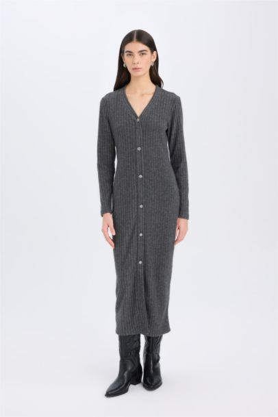 Bodycon V-Neck Camisole Midi Dress