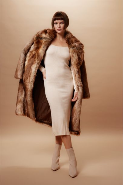 Slim Fit Square Collar Ribana Dress