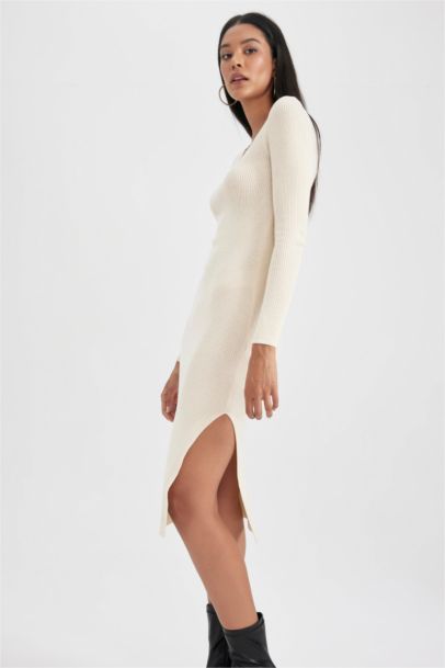 Slim Fit Square Collar Ribana Dress