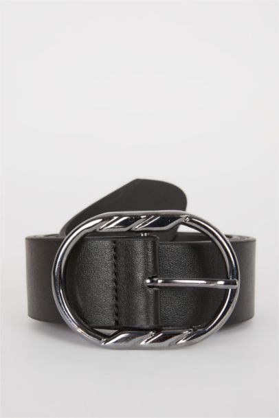 Классический ремень с овальной пряжкой из искусственной кожи