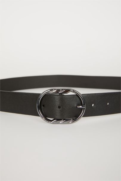 Классический ремень с овальной пряжкой из искусственной кожи