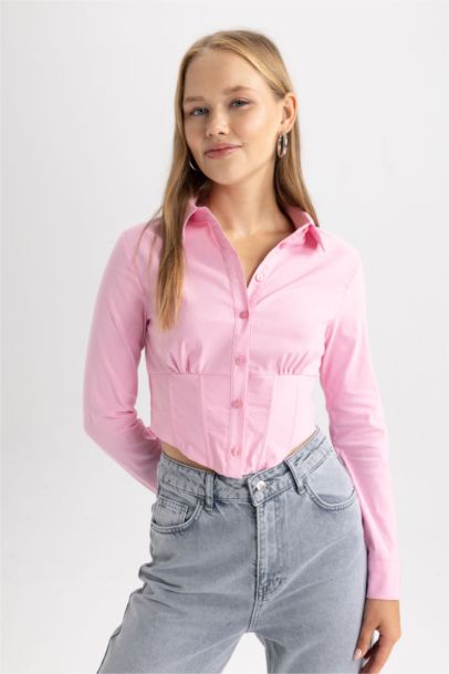 Shirt Collar Long Sleeve Shirt