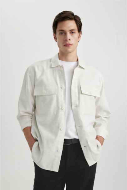 Relax Fit Polo Yaka Cep Detaylı Gömlek Ceket